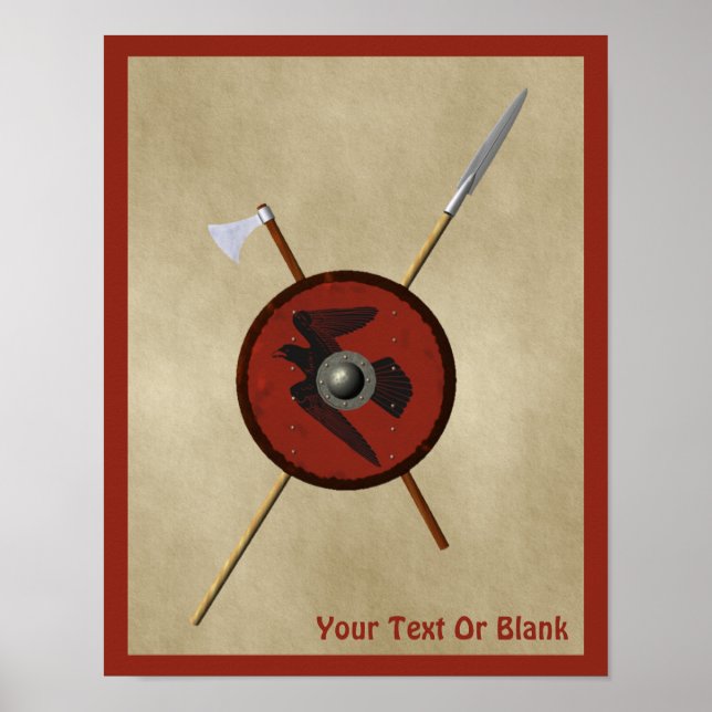 Viking Raven Shield And Weapons Poster (Front)