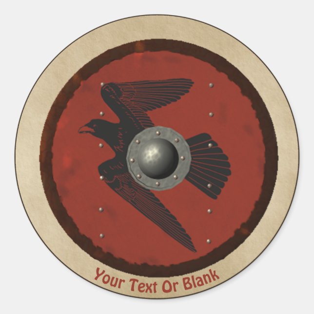 Viking Raven Shield Classic Round Sticker (Front)