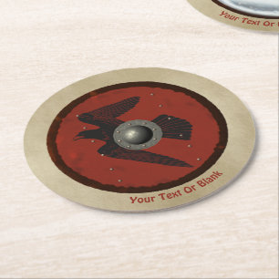 Viking Raven Shield Round Paper Coaster
