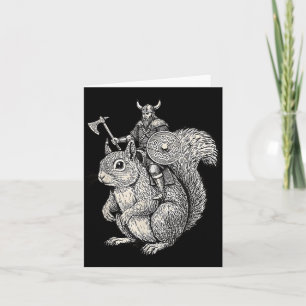 Viking Riding Squirrel Funny Warrior Art Card