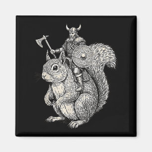 Viking Riding Squirrel Funny Warrior Art Magnet