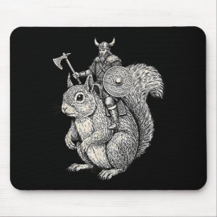 Viking Riding Squirrel Funny Warrior Art Mouse Pad