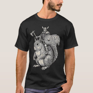 Viking Riding Squirrel Funny Warrior Art  T-Shirt