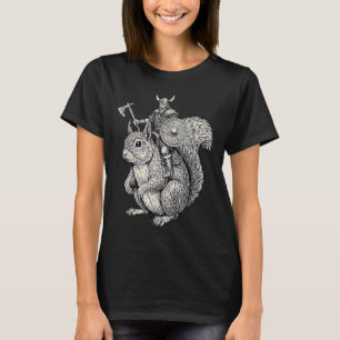 Viking Riding Squirrel Funny Warrior Art  T-Shirt