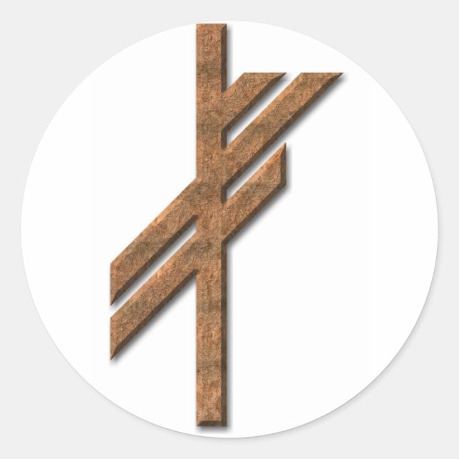 Viking rune - luck - rust classic round sticker (Front)