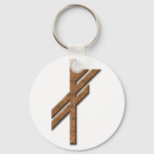 Viking rune - luck - rust keychain