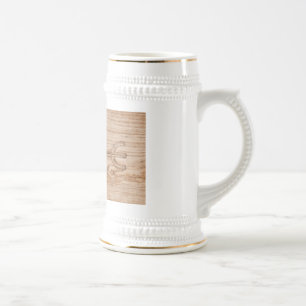 Viking rune on cracked wood beer stein