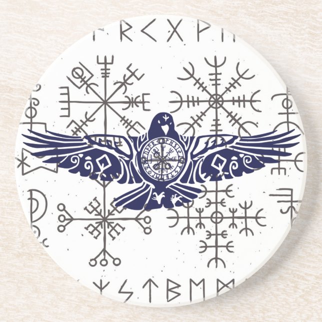 Viking Rune Raven  Coaster (Front)