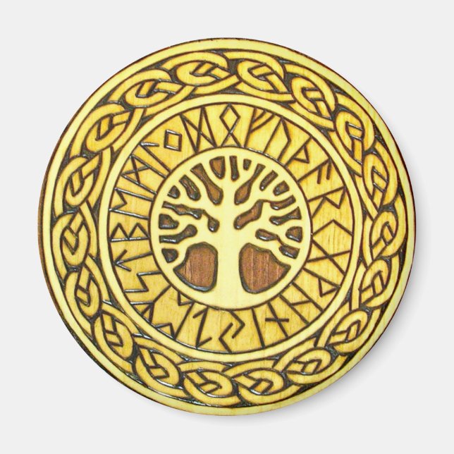 Viking Runes with Tree Refrigerator Magnet (Front)