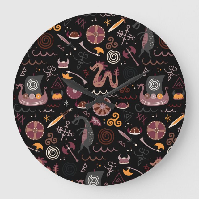 Viking: Seamless, Graphic Design. Large Clock (Front)