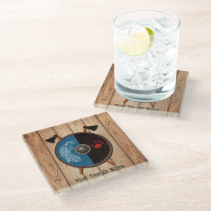 Viking Shield and Axes Glass Coaster