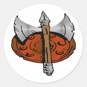Viking Shield & Battle Axe Classic Round Sticker