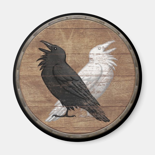 Viking Shield Magnet - Odin's Ravens (Devant)