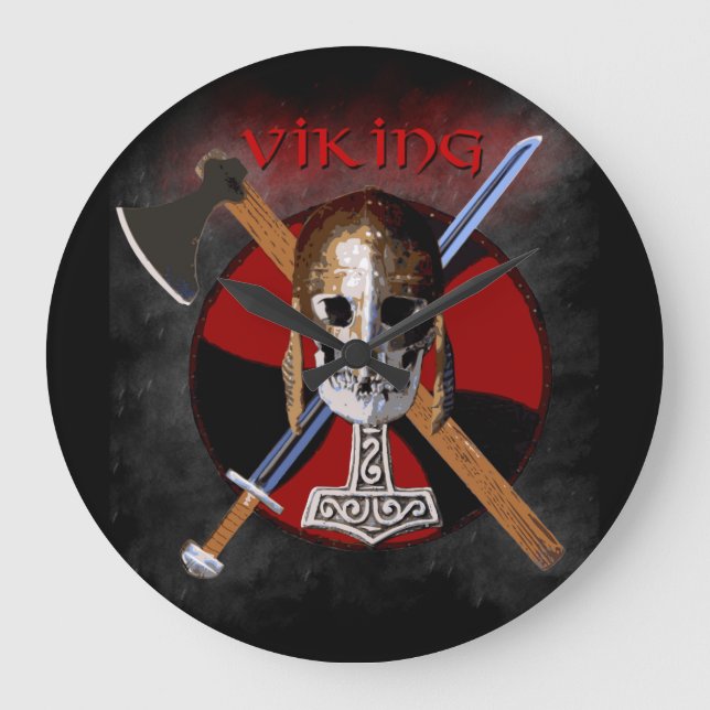 VIKING - Shield Skull Clock (Front)