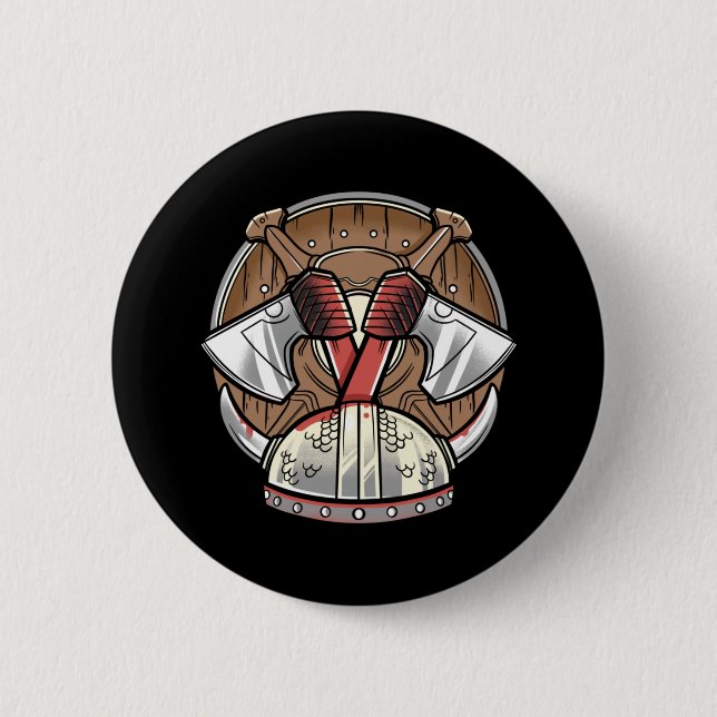 Viking Shield - Warrior Logo 2 Inch Round Button (Front)
