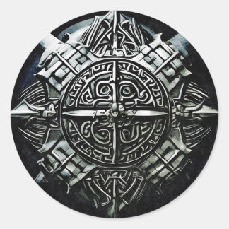 Viking shields the first line of defence  classic round sticker