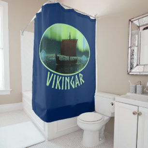 Viking Ship And Northern Lights