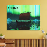 Viking Ship And Northern Lights