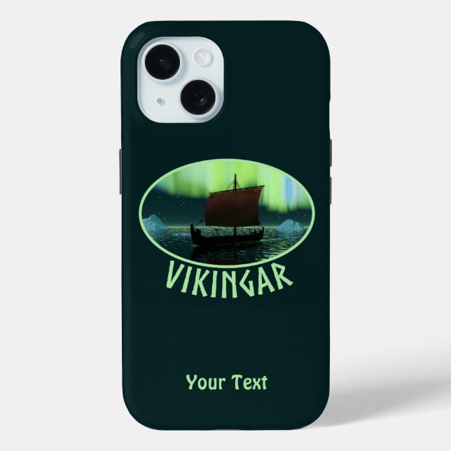 Viking Ship And Northern Lights Case-Mate iPhone Case (Back)