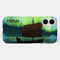 Viking Ship And Northern Lights