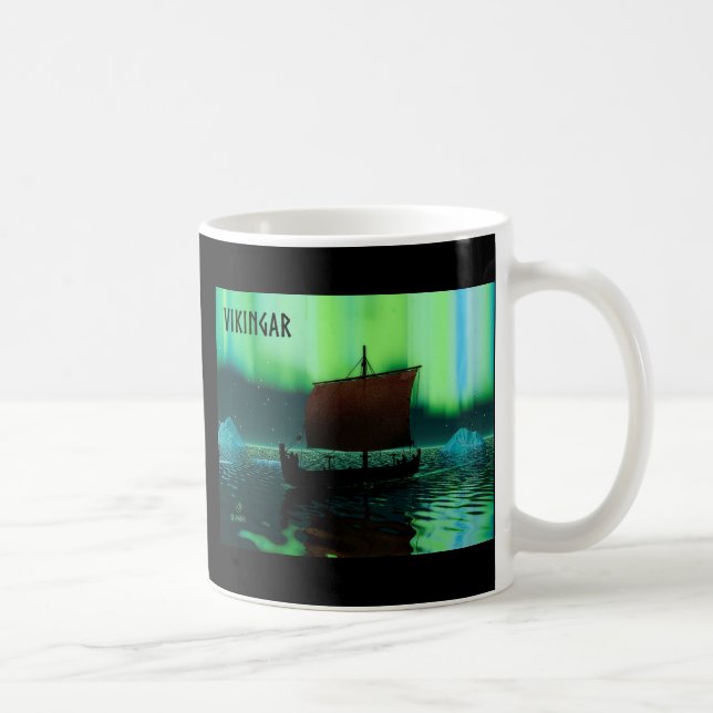 Viking Ship And Northern Lights Coffee Mug (Right)
