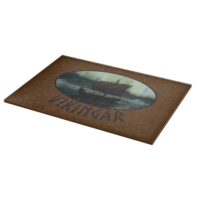 Viking Ship And Northern Lights Cutting Board (Corner)