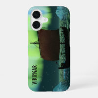 Viking Ship And Northern Lights