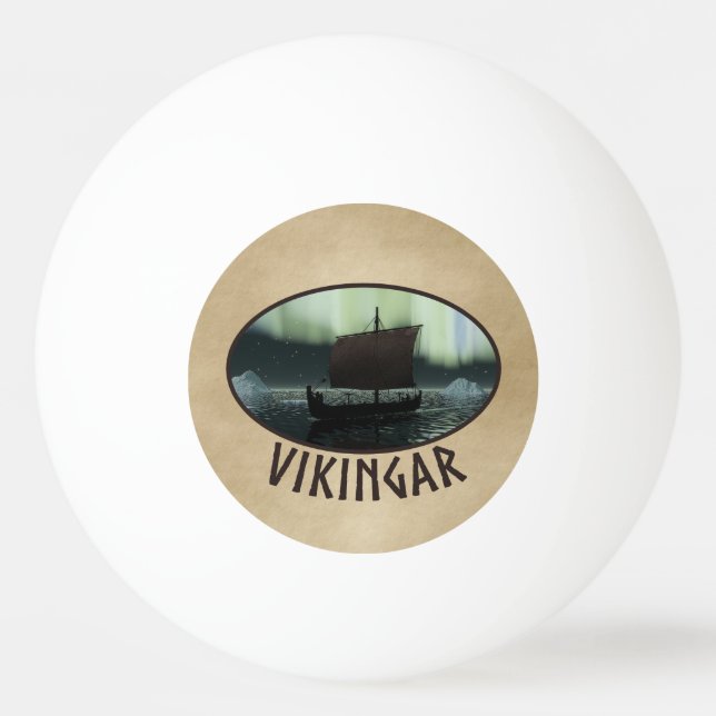 Viking Ship And Northern Lights Ping Pong Ball (Front)