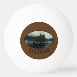Viking Ship And Northern Lights Ping Pong Ball