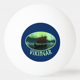 Viking Ship And Northern Lights Ping Pong Ball