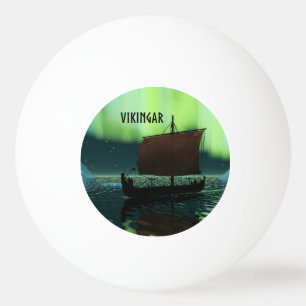 Viking Ship And Northern Lights Ping Pong Ball