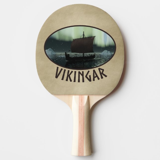 Viking Ship And Northern Lights Ping Pong Paddle (Front)