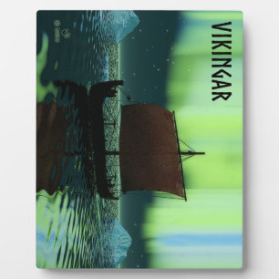 Viking Ship And Northern Lights Plaque