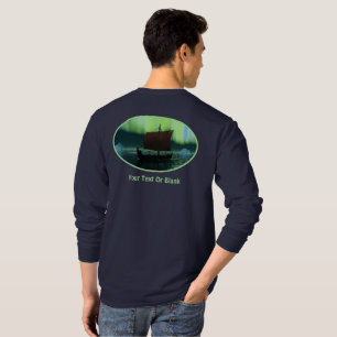 Viking Ship And Northern Lights T-Shirt