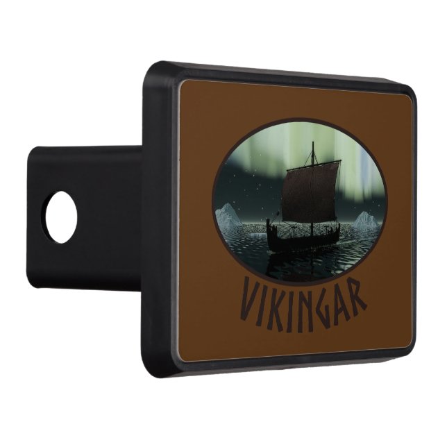 Viking Ship And Northern Lights Trailer Hitch Cover (Right)