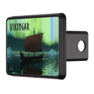 Viking Ship And Northern Lights Trailer Hitch Cover
