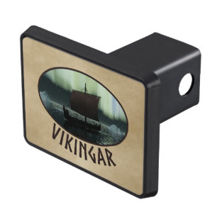 Viking Ship And Northern Lights Trailer Hitch Cover