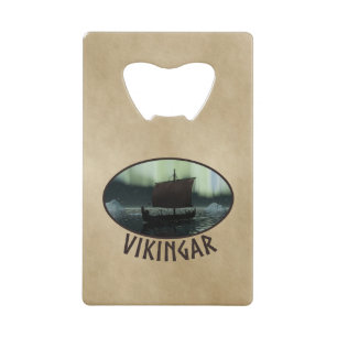 Viking Ship And Northern Lights Wallet Bottle Opener