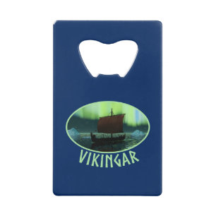Viking Ship And Northern Lights Wallet Bottle Opener