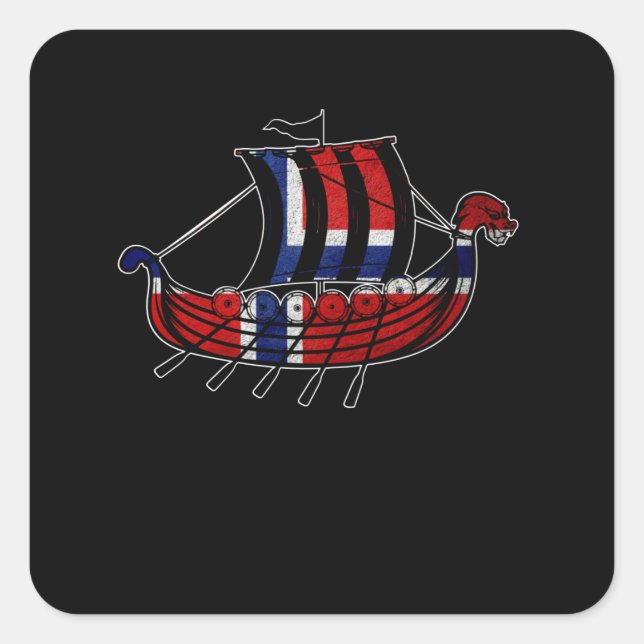 Viking Ship Gift Norway Valhalla Odin Scandinavia Square Sticker (Front)