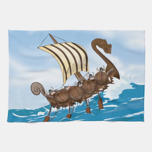 Viking Ship Kitchen Towel (Horizontal)
