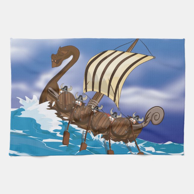 Viking Ship Kitchen Towel (Horizontal)