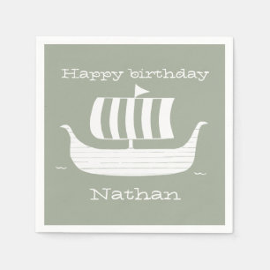 Viking ship/longboat w/custom background colour napkin