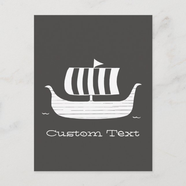 Viking ship/longboat w/custom background colour postcard (Front)