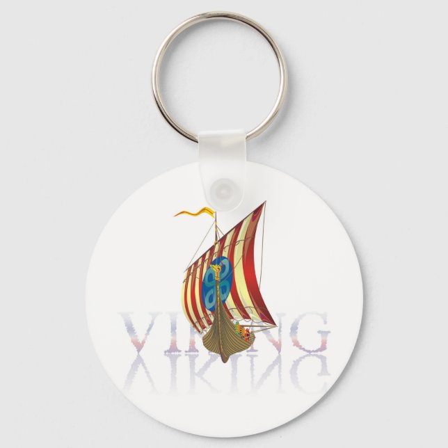 Viking ship reflecting on mysterious water keychain (Front)