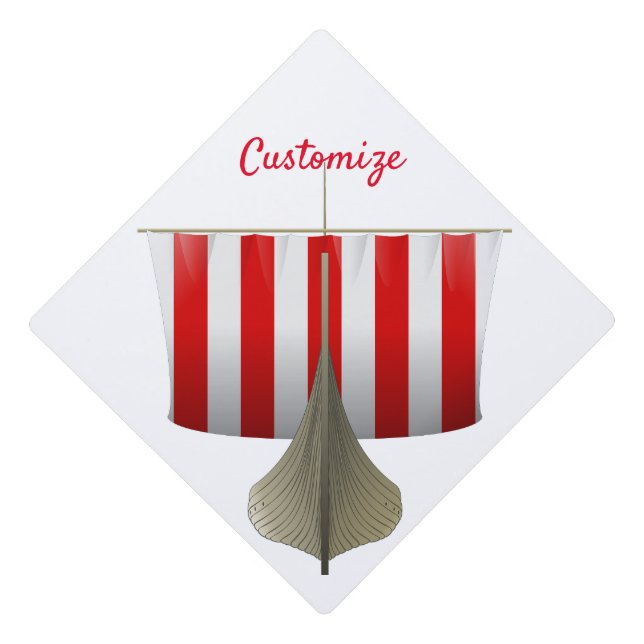 Viking Ship Sailing Thunder_Cove Graduation Cap Topper (Front)