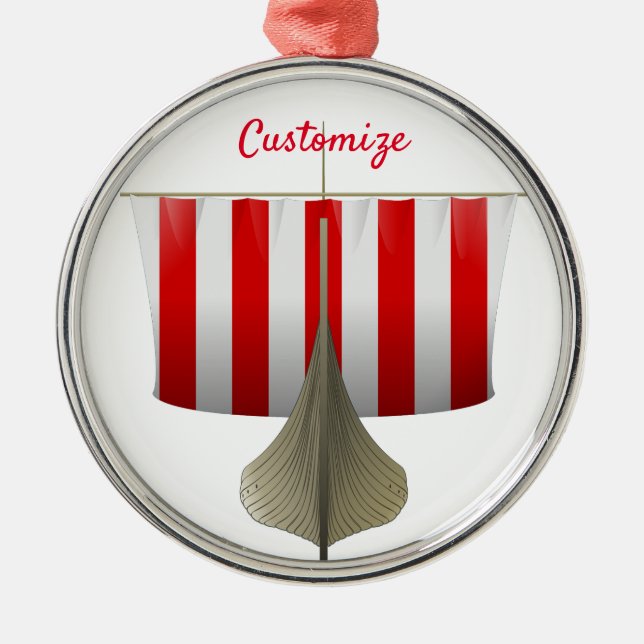 Viking Ship Sailing Thunder_Cove Metal Ornament (Front)