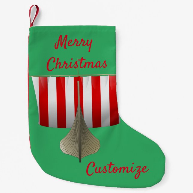 Viking Ship Sailing Thunder_Cove  Small Christmas Stocking (Front)