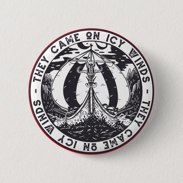 Viking Ship Scandinavian History Design 2 Inch Round Button (Front)