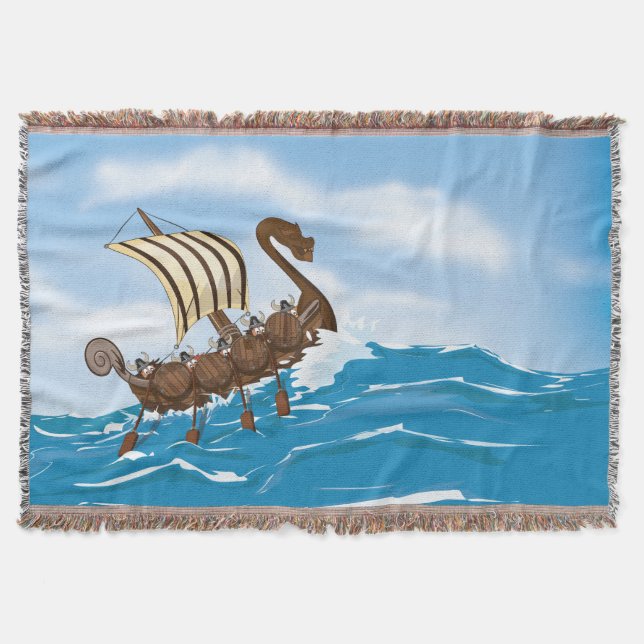Viking Ship Throw Blanket (Front)